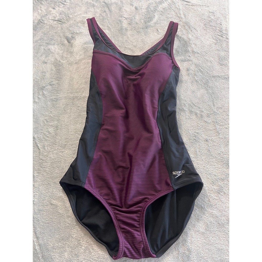 Speedo Purple One Piece Racerback Keyhole UV 50+ Swimsuit M 7722296